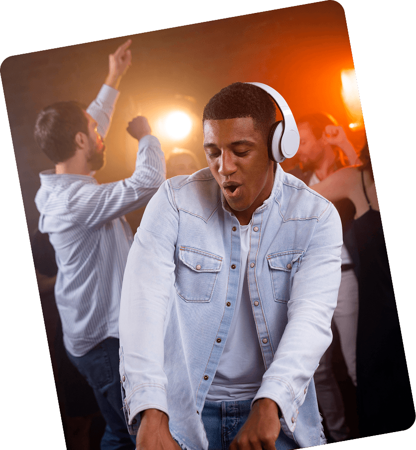 Friends dancing at a house party