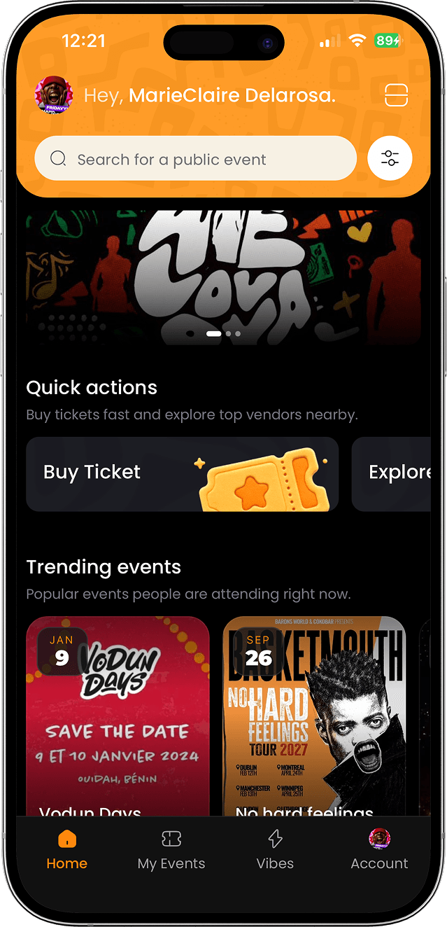 Faajii app home screen